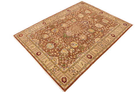 handmade Traditional Kafkaz Brown Beige Hand Knotted RECTANGLE 100% WOOL area rug 9x12