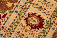 handmade Traditional Kafkaz Brown Beige Hand Knotted RECTANGLE 100% WOOL area rug 9X12