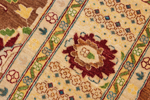 handmade Traditional Kafkaz Brown Beige Hand Knotted RECTANGLE 100% WOOL area rug 9x12