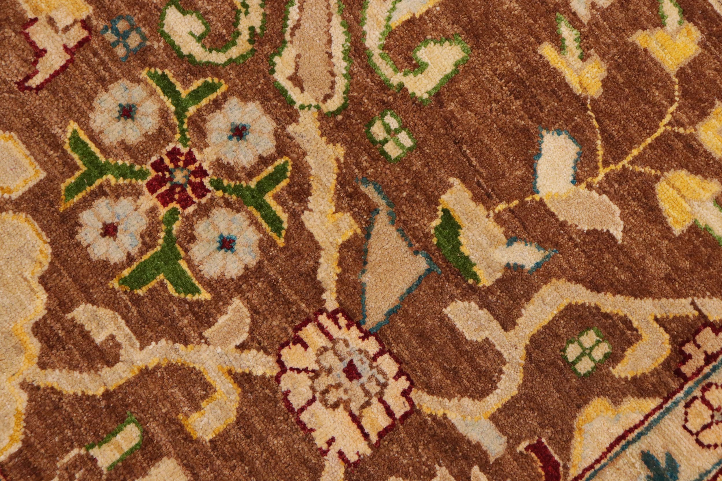 handmade Traditional Kafkaz Brown Beige Hand Knotted RECTANGLE 100% WOOL area rug 9x12
