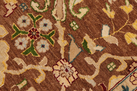 handmade Traditional Kafkaz Brown Beige Hand Knotted RECTANGLE 100% WOOL area rug 9x12