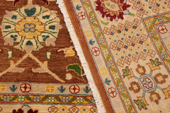 handmade Traditional Kafkaz Brown Beige Hand Knotted RECTANGLE 100% WOOL area rug 9X12