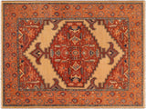 Antique Lavastone Low-Pile Illa Tan/Orange Wool Rug - 8'3'' x 9'10''