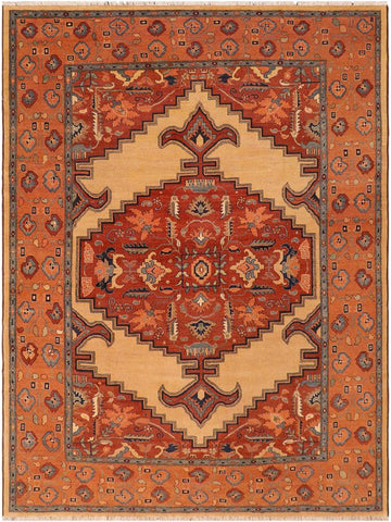 handmade Traditional Antique Tan Orange Hand Knotted RECTANGLE 100% WOOL area rug 8x10