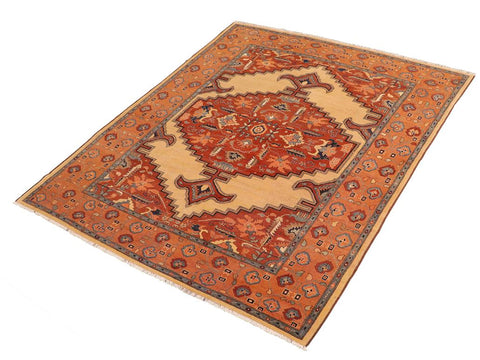 handmade Traditional Antique Tan Orange Hand Knotted RECTANGLE 100% WOOL area rug 8x10