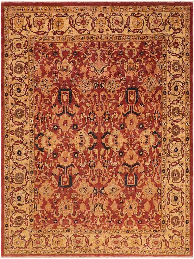 handmade Transitional Antique Rust Gold Hand Knotted RECTANGLE 100% WOOL area rug 8x10