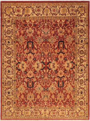 handmade Transitional Antique Rust Gold Hand Knotted RECTANGLE 100% WOOL area rug 8x10