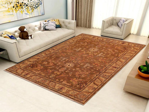 handmade Traditional Antique Gold Ivory Hand Knotted RECTANGLE 100% WOOL area rug 8x10