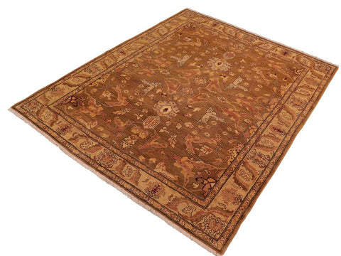 handmade Traditional Antique Gold Ivory Hand Knotted RECTANGLE 100% WOOL area rug 8x10