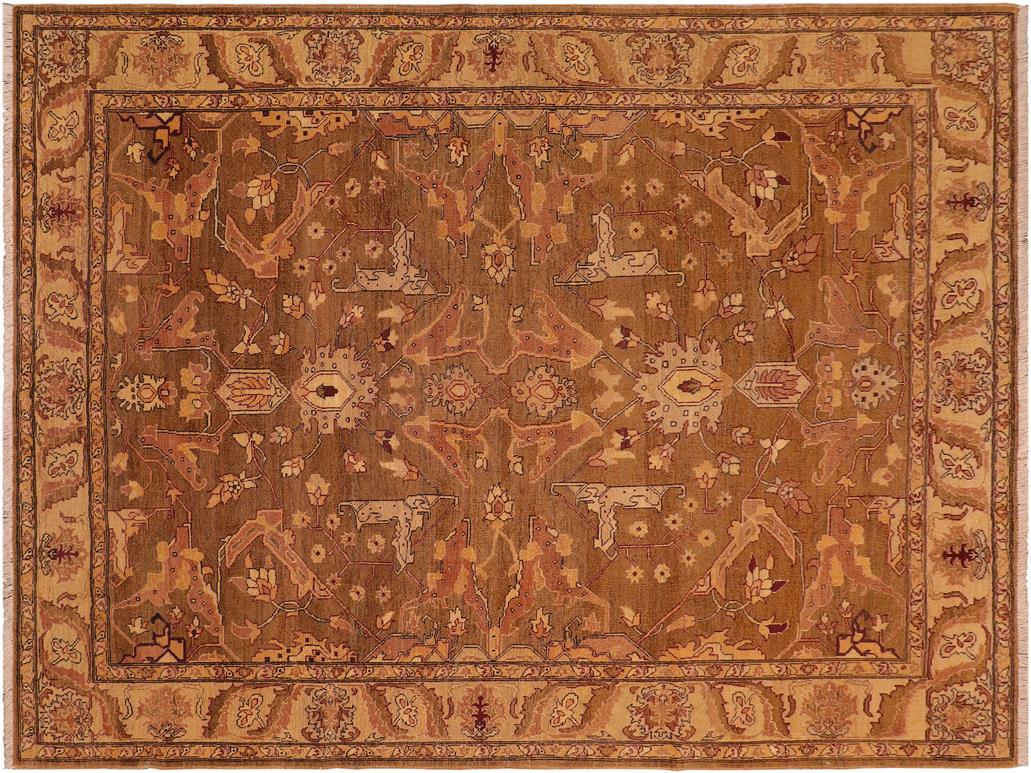 handmade Traditional Antique Gold Ivory Hand Knotted RECTANGLE 100% WOOL area rug 8x10