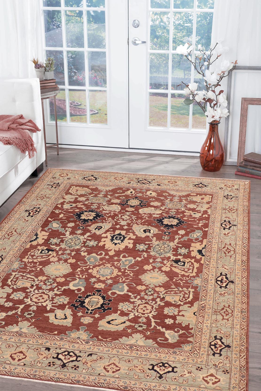 handmade Traditional Kafkaz Rust Blue Hand Knotted RECTANGLE 100% WOOL area rug 8x10
