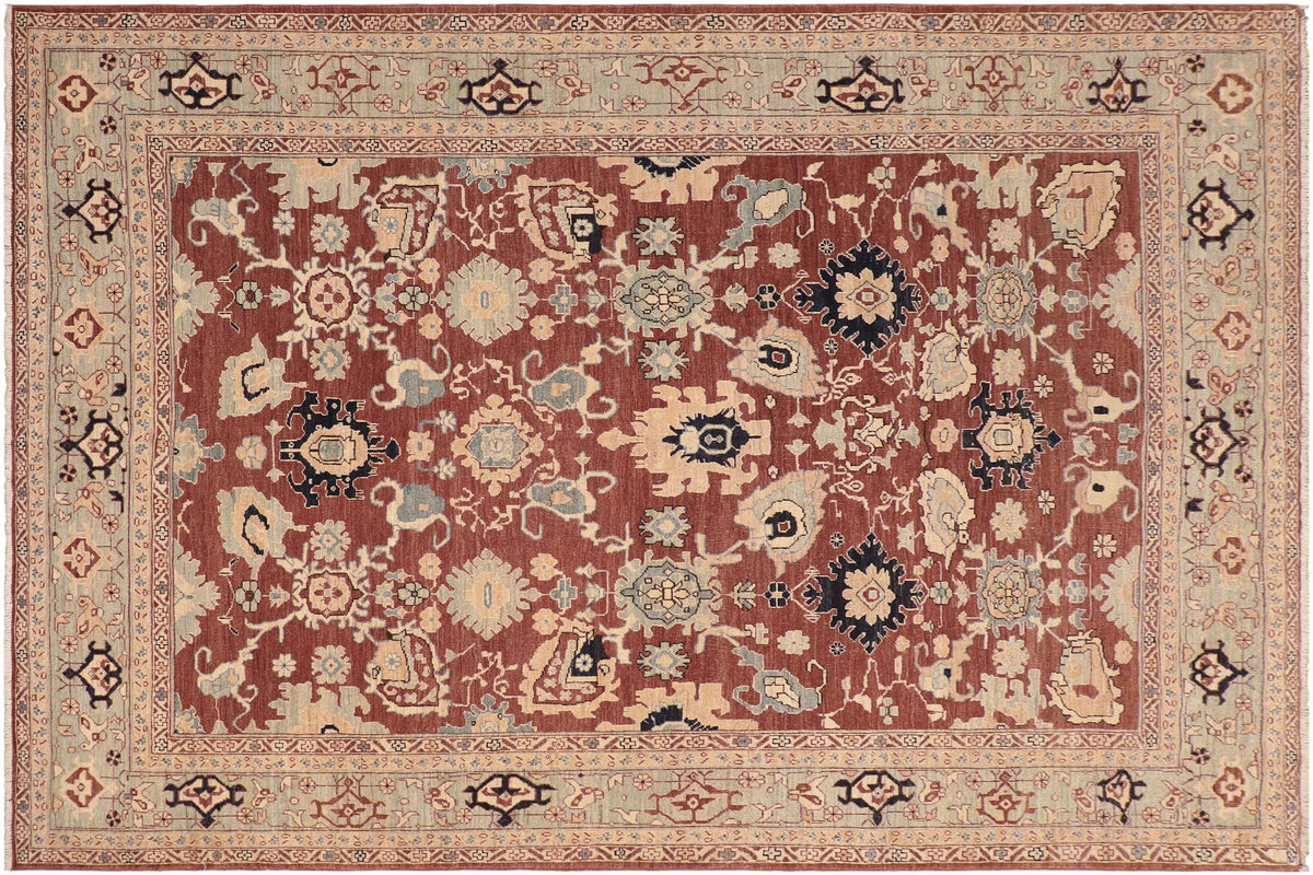 handmade Traditional Kafkaz Rust Blue Hand Knotted RECTANGLE 100% WOOL area rug 8x10