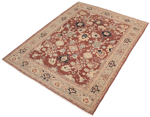 handmade Traditional Kafkaz Rust Blue Hand Knotted RECTANGLE 100% WOOL area rug 8X10