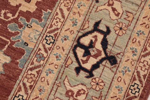 handmade Traditional Kafkaz Rust Blue Hand Knotted RECTANGLE 100% WOOL area rug 8x10