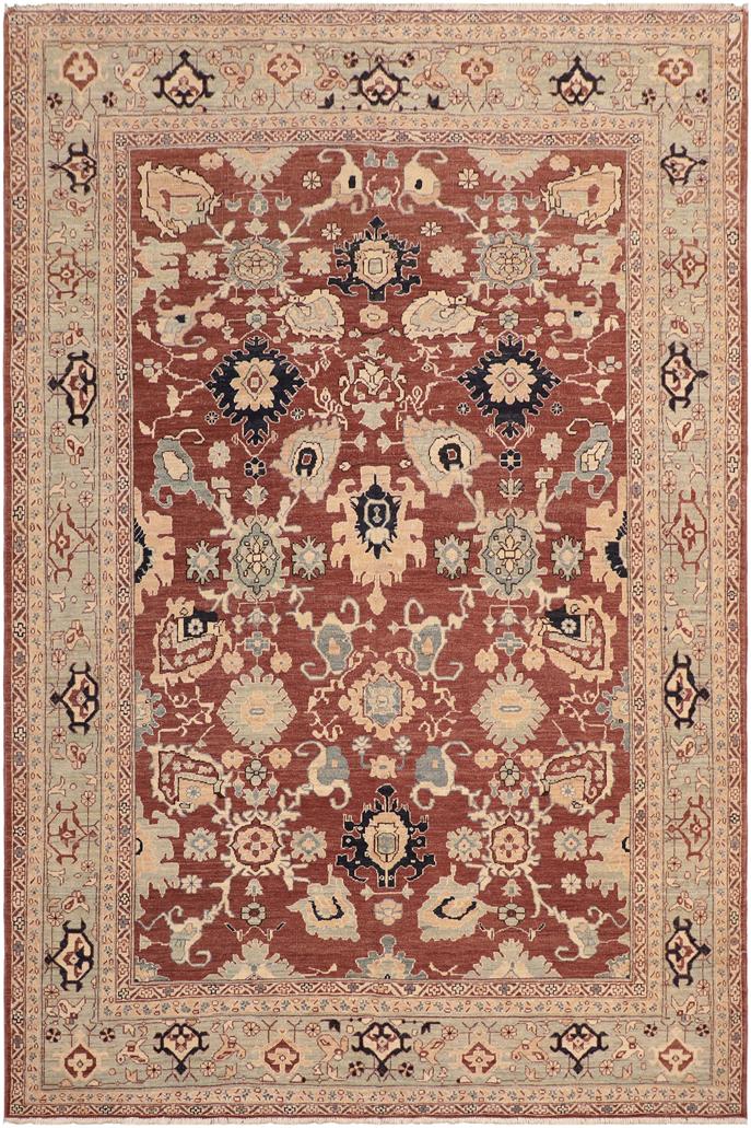 handmade Traditional Kafkaz Rust Blue Hand Knotted RECTANGLE 100% WOOL area rug 8X10