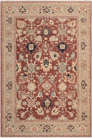 handmade Traditional Kafkaz Rust Blue Hand Knotted RECTANGLE 100% WOOL area rug 8X10