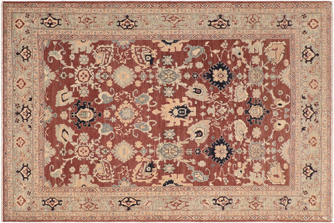 handmade Traditional Kafkaz Rust Blue Hand Knotted RECTANGLE 100% WOOL area rug 8x10