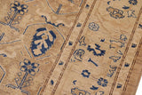 handmade Transitional Kafkaz Tan Blue Hand Knotted RECTANGLE 100% WOOL area rug 8 x 10