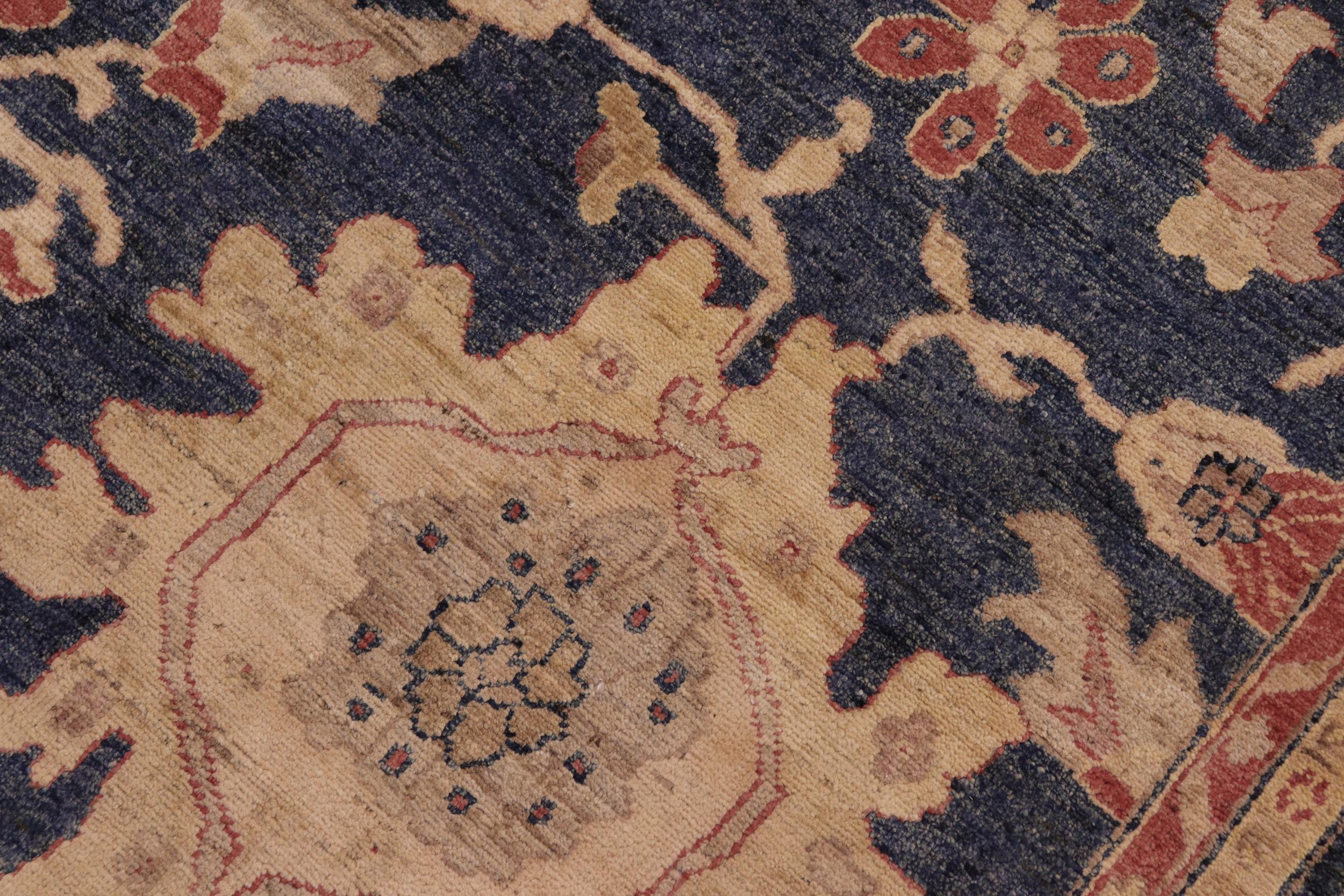 handmade Transitional Kafkaz Blue Tan Hand Knotted RECTANGLE 100% WOOL area rug 8' x 10'