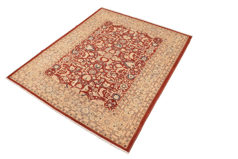 handmade Traditional Kafkaz Rust Beige Hand Knotted RECTANGLE 100% WOOL area rug 8 x 9