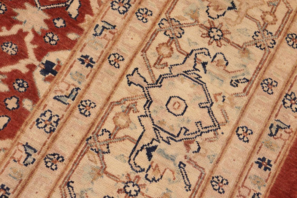 handmade Traditional Kafkaz Rust Beige Hand Knotted RECTANGLE 100% WOOL area rug 8 x 9