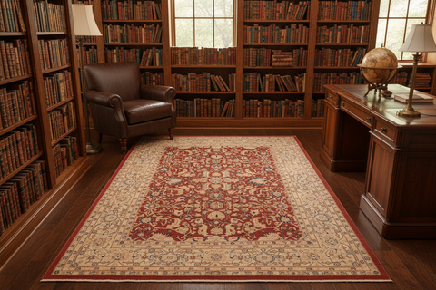 handmade Traditional Kafkaz Rust Beige Hand Knotted RECTANGLE 100% WOOL area rug 8x9