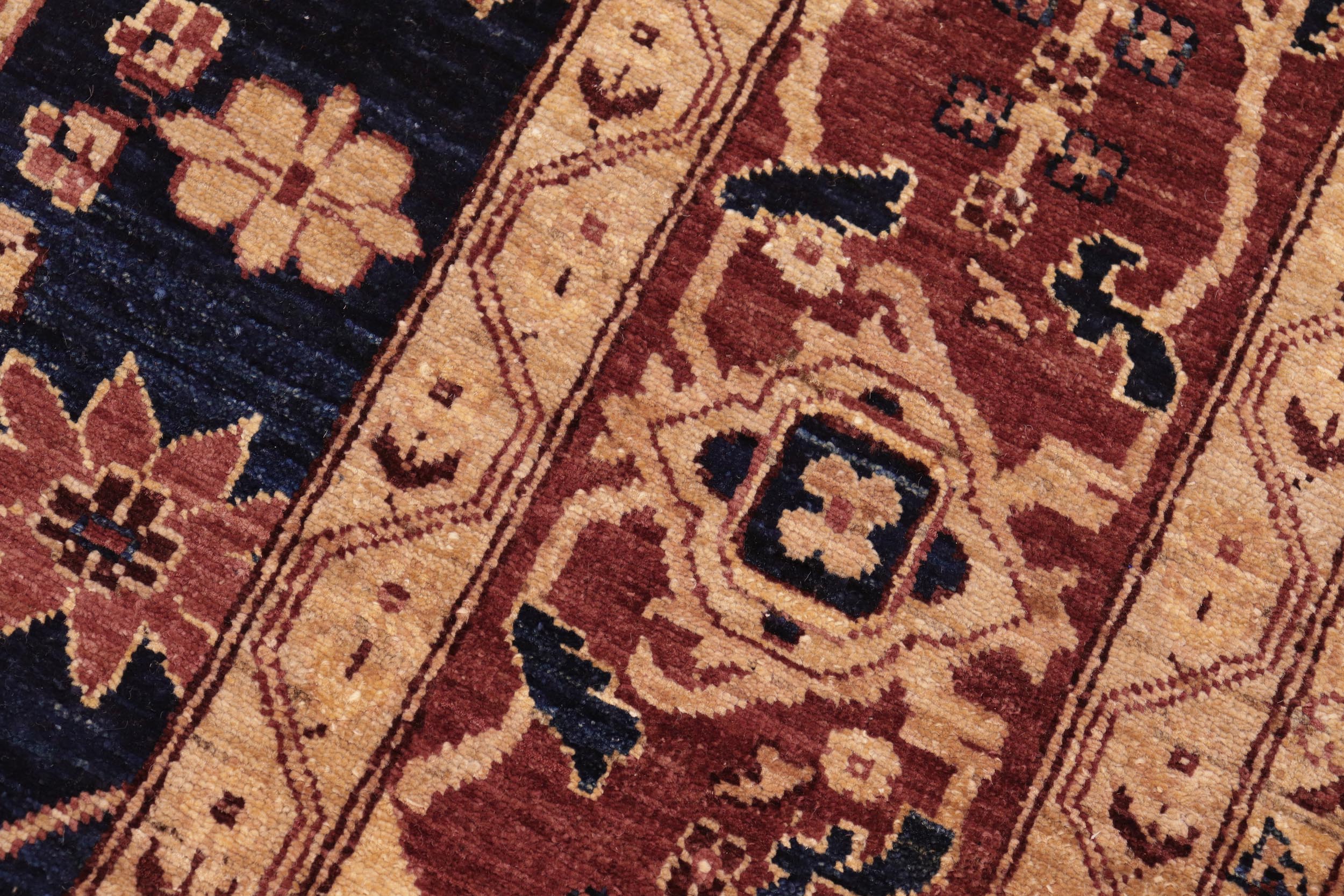 handmade Traditional Kafkaz Blue Red Hand Knotted RECTANGLE 100% WOOL area rug 8x10