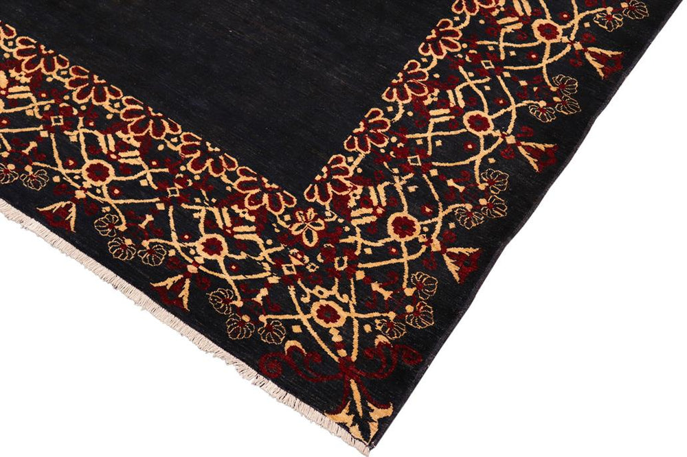 handmade Modern Kafkaz Navy Beige Hand Knotted RECTANGLE 100% WOOL area rug 8X10