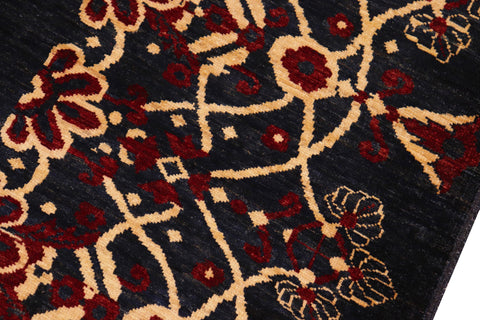 handmade Modern Kafkaz Navy Beige Hand Knotted RECTANGLE 100% WOOL area rug 8' x 10'