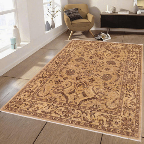 handmade Traditional Kafkaz Gray Tan Hand Knotted RECTANGLE 100% WOOL area rug 8x10