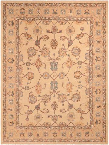 handmade Transitional Antique Beige Blue Hand Knotted RECTANGLE 100% WOOL area rug 8x10