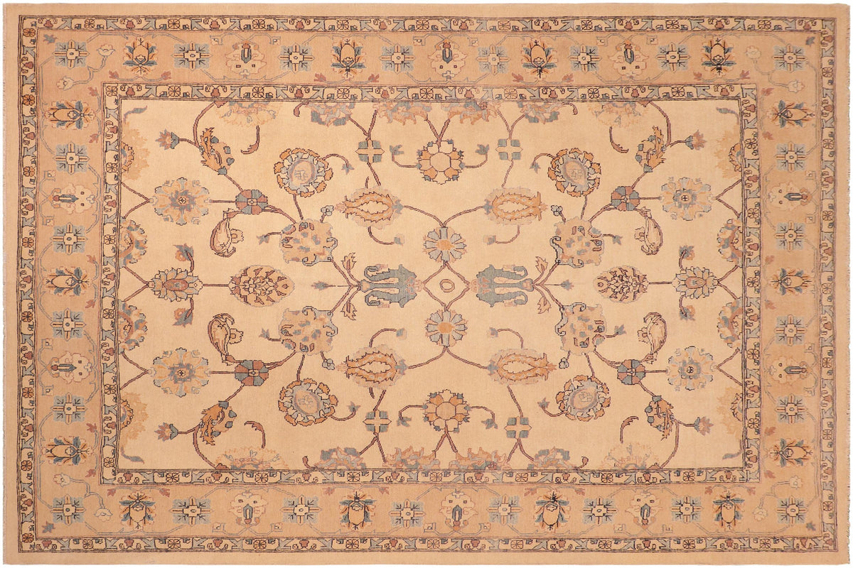 handmade Transitional Antique Beige Lt. Brown Hand Knotted RECTANGLE 100% WOOL area rug 8' x 10'