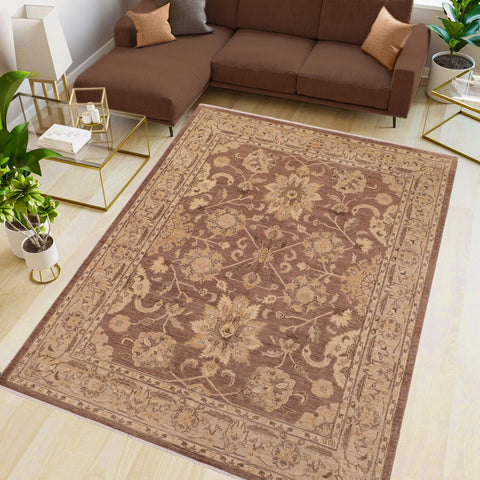 handmade Traditional Kafkaz Brown Tan Hand Knotted RECTANGLE 100% WOOL area rug 8x10