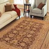 handmade Traditional Kafkaz Brown Tan Hand Knotted RECTANGLE 100% WOOL area rug 8 x 10