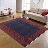 handmade Modern Kafkaz Blue Rust Hand Knotted RECTANGLE 100% WOOL area rug 8 x 10