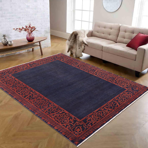 handmade Modern Kafkaz Blue Rust Hand Knotted RECTANGLE 100% WOOL area rug 8' x 10'