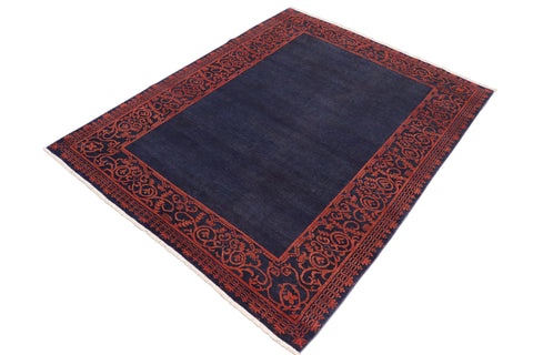 handmade Modern Kafkaz Blue Rust Hand Knotted RECTANGLE 100% WOOL area rug 8' x 10'