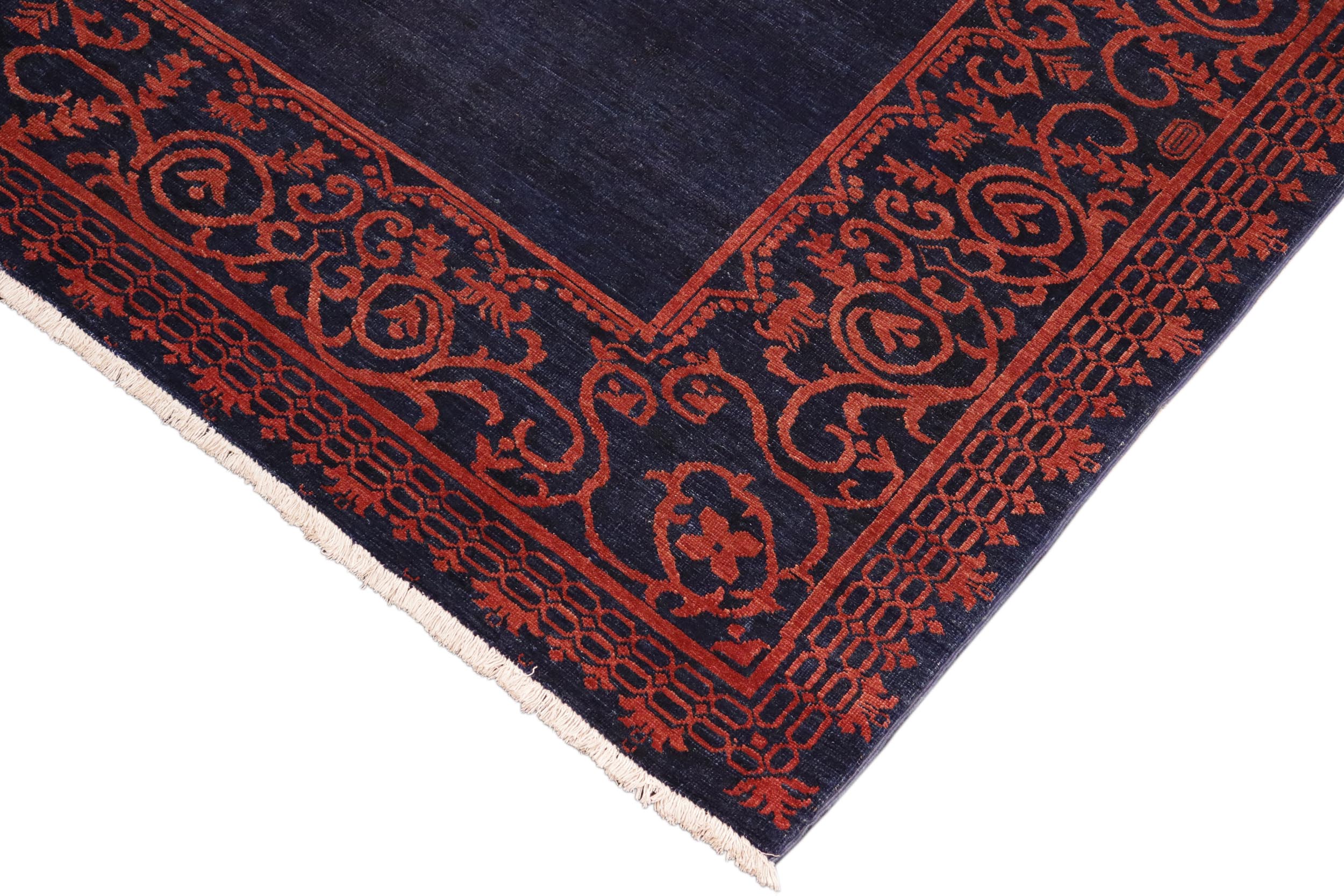 handmade Modern Kafkaz Blue Rust Hand Knotted RECTANGLE 100% WOOL area rug 8' x 10'