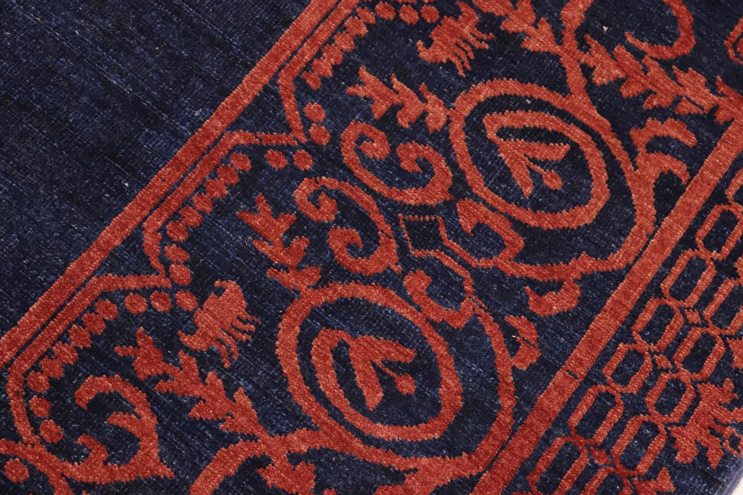 handmade Modern Kafkaz Blue Rust Hand Knotted RECTANGLE 100% WOOL area rug 8' x 10'