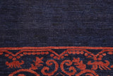 handmade Modern Kafkaz Blue Rust Hand Knotted RECTANGLE 100% WOOL area rug 8 x 10