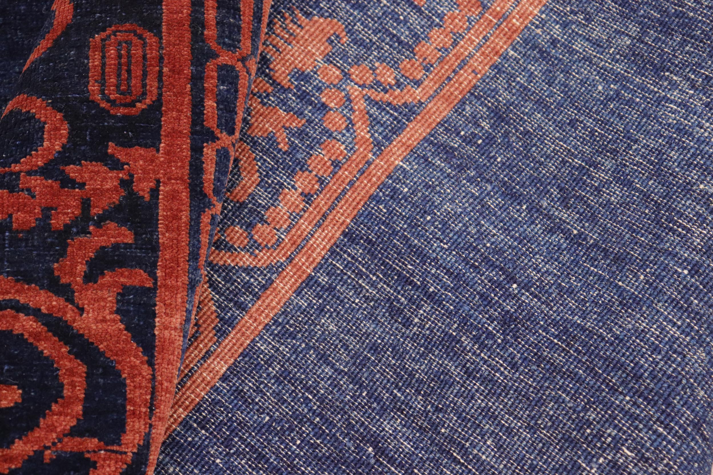 handmade Modern Kafkaz Blue Rust Hand Knotted RECTANGLE 100% WOOL area rug 8' x 10'