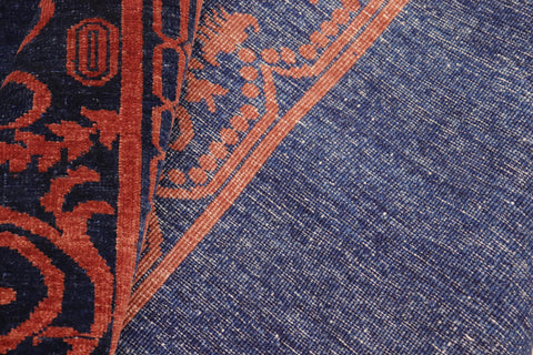 handmade Modern Kafkaz Blue Rust Hand Knotted RECTANGLE 100% WOOL area rug 8' x 10'