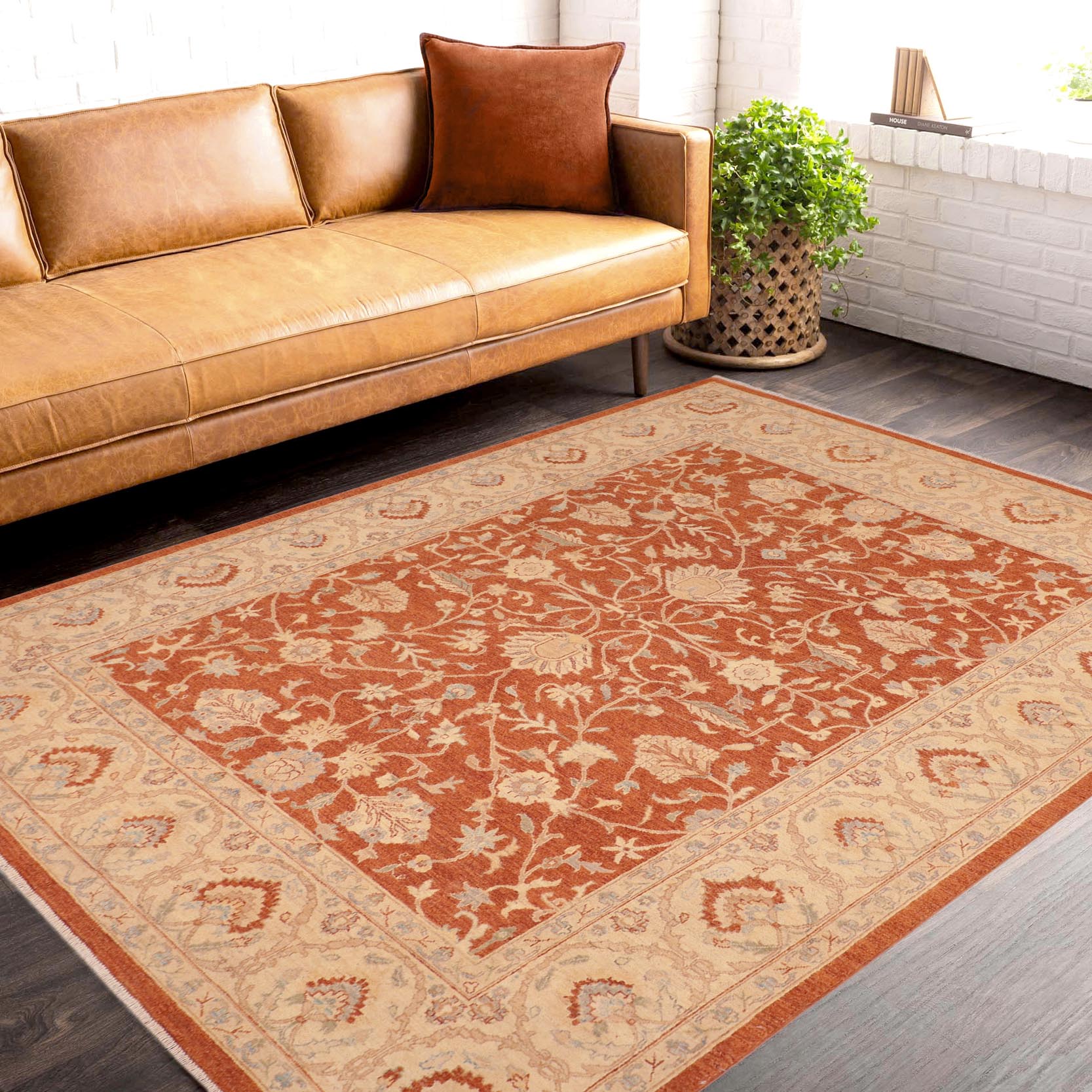 handmade Traditional Kafkaz Rust Beige Hand Knotted RECTANGLE 100% WOOL area rug 8x10