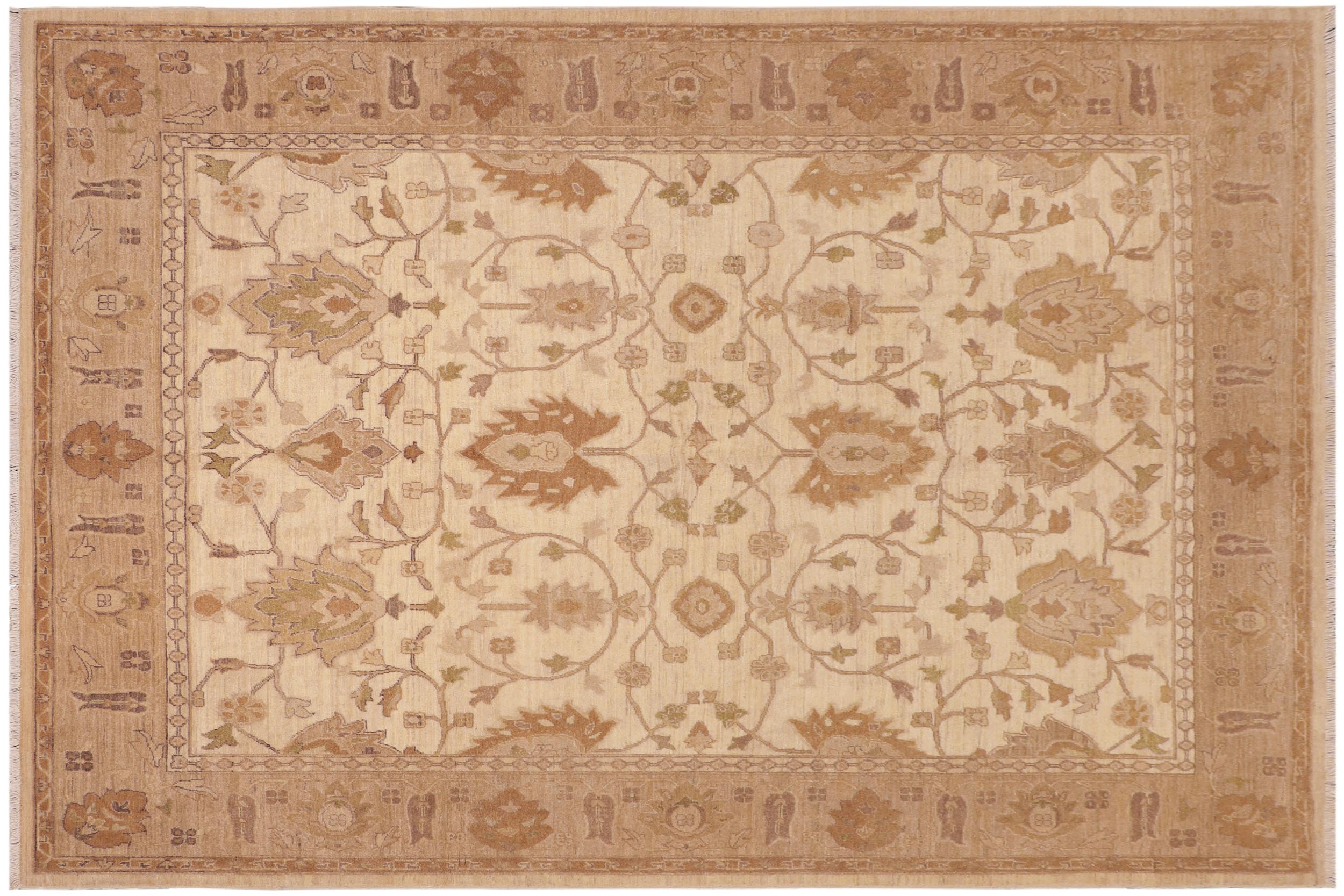 handmade Traditional Kafkaz Beige Tan Hand Knotted RECTANGLE 100% WOOL area rug 8x10