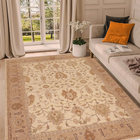 handmade Traditional Kafkaz Beige Tan Hand Knotted RECTANGLE 100% WOOL area rug 8x10