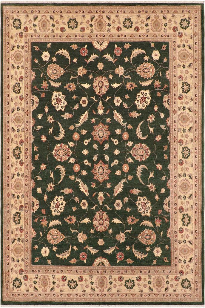 handmade Traditional Kafkaz Green Beige Hand Knotted RECTANGLE 100% WOOL area rug 8X10