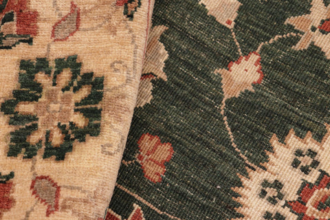 handmade Transitional Kafkaz Green Beige Hand Knotted RECTANGLE 100% WOOL area rug 8' x 10'