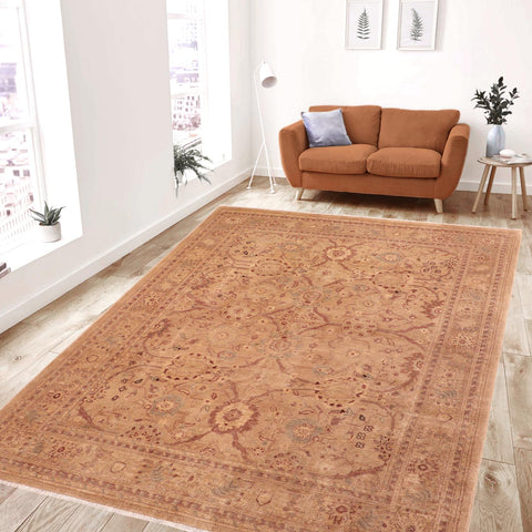 handmade Traditional Kafkaz Tan Nude Hand Knotted RECTANGLE 100% WOOL area rug 8x9