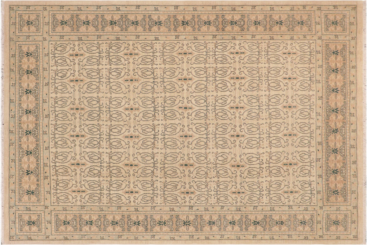 handmade Transitional Kafkaz Beige Lt. Brown Hand Knotted RECTANGLE 100% WOOL area rug 8' x 10'