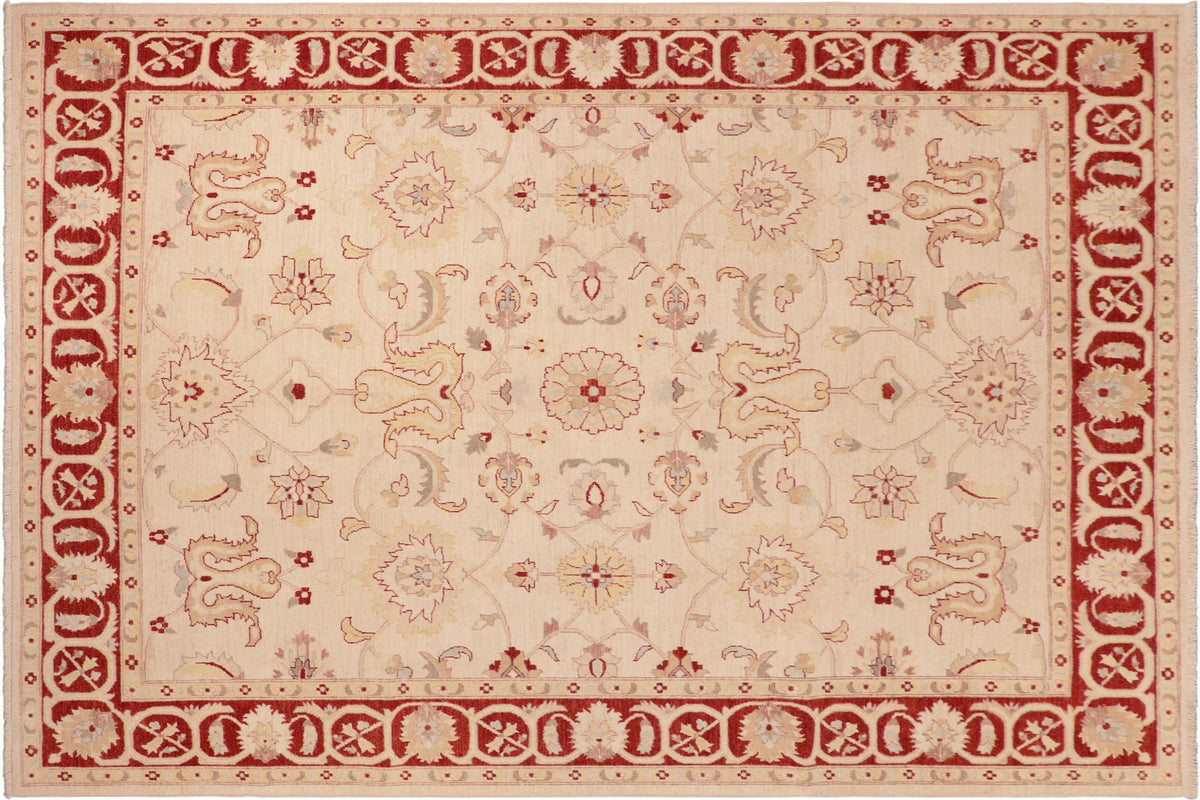 handmade Traditional Kafkaz Beige Red Hand Knotted RECTANGLE 100% WOOL area rug 8x10